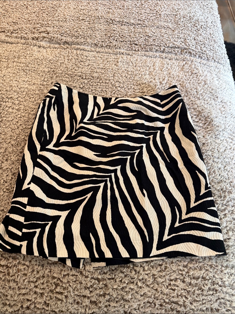 Talbots Black and White Zebra-Print Mini Skirt